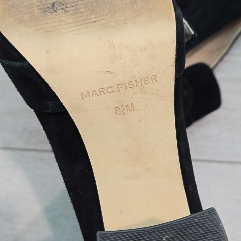 Marc Fisher Women Garlan Leather Square Toe Heels Sandals shoes sz 8.5M - Picture 11 of 12